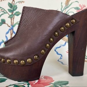 Charles David Wooden Platform Heel Clog